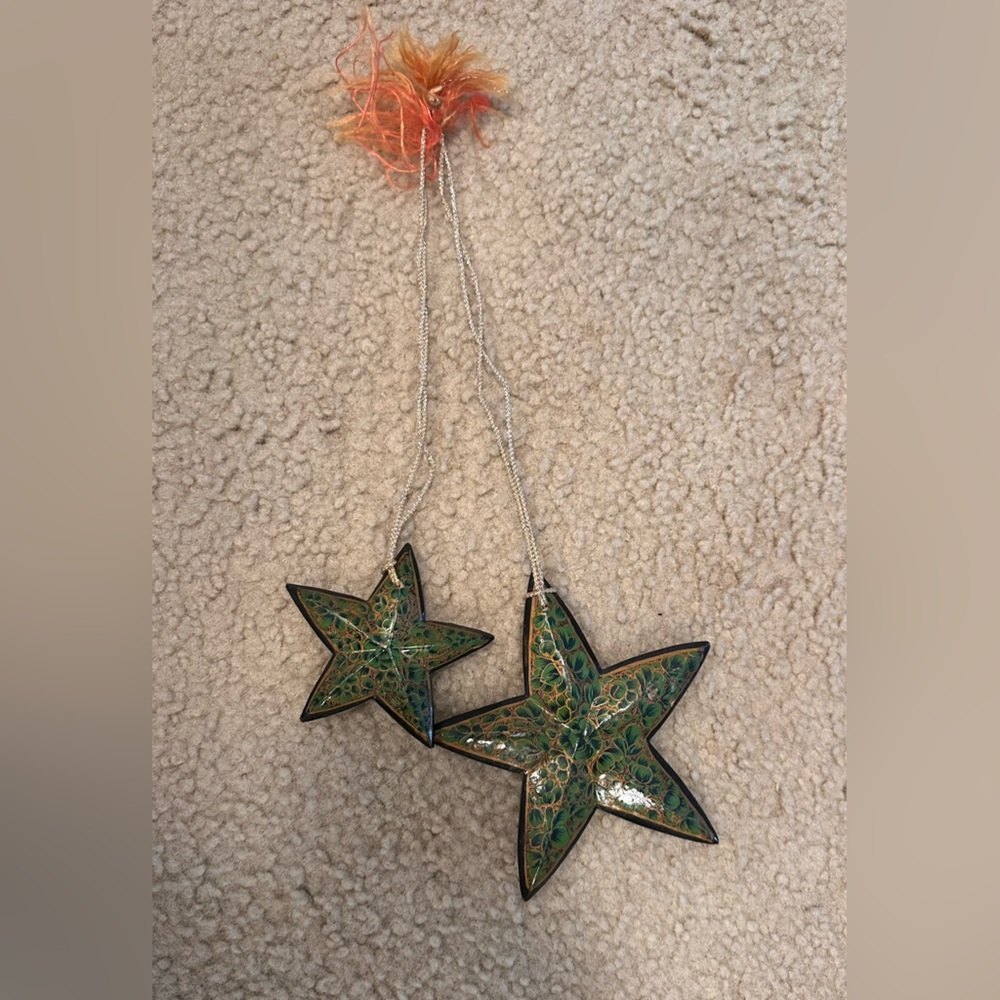 Star, India, Ornament Medium Christmas Ornaments Set of 2 Paper Mache